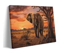 AYAROS African Elephant Wall Art Prints Vintage Modern Wild Huge Animal Rustic Pictures on Canvas Poster Wall Decor for Bedroom Home Decorations 08x12inch(20x30cm)