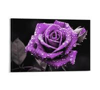 AYAROS Beautiful Purple Roses Wall Art Canvas Poster Rustic Retro Flowers Plants Wall Decor Poster Dormitory Decor Painting Art Framed 12x18 inch