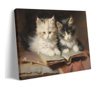 AYAROS Cat And Book Wall Art Prints Vintage Animal Cute Kitten Pictures on Canvas Poster Wall Decor for Bedroom Home Decorations 08x12inch(20x30cm)