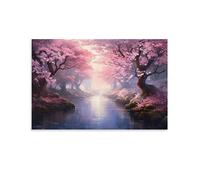 AYAROS Cherry Blossom Park Art Poster Prints Vintage Warm Beautiful Flowers Trees Fashion Canvas Wall Decor Artwork for Home Office