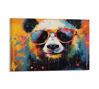 AYAROS Cool Panda Printed Canvas Posters Watercolor Animals Sunglasses Modern Wall Decor Suitable for Living Rooms Bedroom