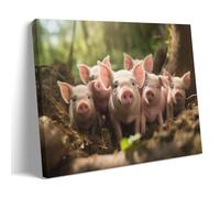 AYAROS Country Pig Wall Art Canvas Print Poster Modern Happy Cute Animal Farmhouse Framed Artwork for Bedroom Living Room Office 16x24inch(40x60cm) Framed 16x24 inch