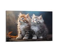 AYAROS Cute Kitten Wall Art Canvas Prints | America Warm Cute Cat Wall Decor Artwork for Home Office