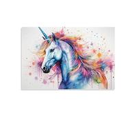 AYAROS Exquisite Unicorn Printed Canvas Posters Colourful Vintage Animal Contemporary Wall Decor Suitable for Living Rooms Bedroom Unframed 12x18 inch