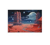 AYAROS Giant Space Rocket Printed Canvas Posters Barren Desert Sci-Fi Retro Style Wall Decor Suitable for Living Rooms Bedroom