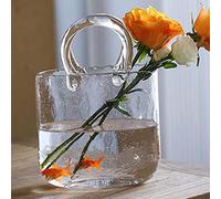 AYAROS Glass Purse Vase for Flowers Creative Bubble Handbag Flower Vase Mini Crystal Fish Tank for Table Centerpieces, Kitchen, Office Living Room