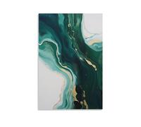 AYAROS Gold Foil Line Printed Canvas Posters Modern Abstract Textured Dark Green Marble Wall Decor Suitable for Living Rooms Bedroom