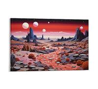 AYAROS Magic Desert Printed Canvas Posters Red Sky Modern Sci-Fi Abstract Scenery Wall Decor Suitable for Living Rooms Bedroom