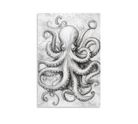 AYAROS Nautical Octopus Canvas Wall Art for Bedroom Abstract Map Vintage Octopus Wall Decor Poster for Room Aesthetic