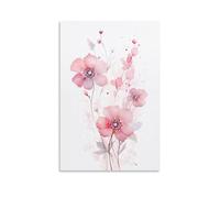 AYAROS Pink Flowers Wall Art Canvas Poster Watercolor Beautiful Floral Nature Wall Decor Poster Dormitory Decor Painting Art Unframed 08x12 inch