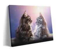 AYAROS Romantic Love Cat Canvas Wall Art for Bedroom | Contemporary Beautiful Cute Kitten Paintings on Canvas Wall Decor for Room Framed 08x12 inch