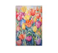 AYAROS Rustic Flowers Canvas Wall Art for Bedroom Colorful Retro Tulip Plants Wall Decor Poster for Room Aesthetic Unframed 12x18 inch
