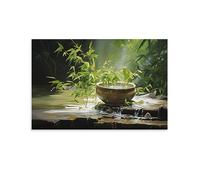 AYAROS Stream Green Bamboo Wall Art Canvas Poster Natural Bamboo Forest Still Life Wall Decor Poster Dormitory Decor Painting Art