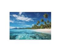 AYAROS Tranquil Coastal Views Art Poster Prints | Palm Trees Beach Contemporary Retro Scene Canvas Wall Decor Artwork for Home Office