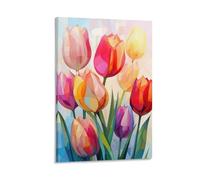 AYAROS Tulip Flowers Art Poster Prints Watercolor Retro Beautiful Floral Plants Canvas Wall Decor Artwork for Home Office
