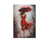 AYAROS Umbrella Woman Canvas Wall Art for Bedroom Beautiful Graffiti Style Walking The Rain Wall Decor Poster for Room Aesthetic