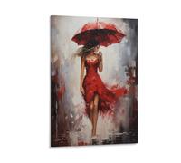AYAROS Umbrella Woman Printed Canvas Posters Beautiful Graffiti Style Walking The Rain Wall Decor Suitable for Living Rooms Bedroom