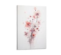 AYAROS Watercolor Floral Canvas Wall Art for Bedroom Pink Art Deco Modern Nature Abstract Wall Decor Poster for Room Aesthetic