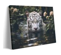AYAROS White Tiger Wall Art Prints Flowers Plants Modern Style Animals Pictures on Canvas Poster Wall Decor for Bedroom Home Decorations 08x12inch(20x30cm)