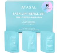 AYASAL Eyelash Lifting Refill Set, Lash Lift Refill with Step 1 & Step 2 Lotion and Care Serum, Thio-Free Formula, Up to 6 Weeks Last, Made in Korea, 5 Uses