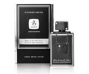Ayat Perfumes BLACK AMSTERDAM | Unisex Luxury Fragrance - Diamond Series | Fruity Top Notes, Woody Floral Heart, Musky Base | Long-Lasting Eau de Parfum | 100ml | Dubai-Inspired Elegance