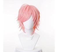 Ayato Yuri Wigs Yarichin Bitch Bu Club Cosplay Short Layered Pink Heat Resistant Synthetic Hair Anime Cosplay Wig + Wig Cap