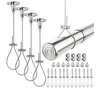 AYAYGD 4 Pack Ceiling Closet Rod Support, Adjustable 117" Stainless Steel Ceiling Mounted Curtain Rod Bracket, Ceiling Shower Curtain Rod Holders for Curved, L-Shaped, or Straight Shower Rods
