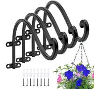 AYAYGD 4 Pack Heavy Duty Hanging Plant Bracket,16 Inch Outdoor Plant Hangers,Black Wall Hanging Brackets for Flower Basket, Bird Feeders, Lanterns, and Wind Chimes