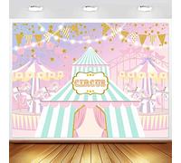 Ayayiya Pink Circus Backdrop for Girl Pastel Carnival Carousel Birthday Party Decorations Big Top Tent Ferris Wheel Photography Background Sweet Baby Shower Cake Table Banner Photo Booth Props 7x5ft
