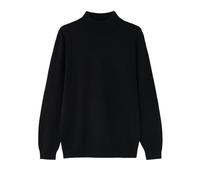 AYAZER Autumn and winter half turtleneck sweater for men Korean style loose casual solid color mid-collar knitted bottoming shirt with long sleeves inside - black - M