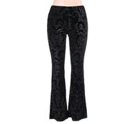 AYAZER Dark Flare Pants Women's Fashion Temperament Suede Embossed Design Casual Pants Women-Black-L