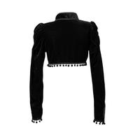 AYAZER Gothic Black Velvet Short Steampunk Crop Jacket Long Sleeve Women Party Bolero Victorian Coat Vintage Corset Accessories Outerwe-Black-M