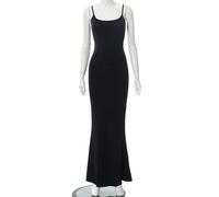 AYAZER Peach Slim fit Peach Hip Suspender Long Fishtail skirt-black-3XL