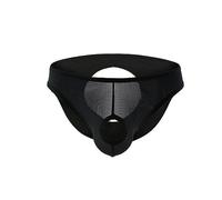 AYAZER Penis Hole Underwear Men Sexy Briefs Backless Underpants Open Penis Pouch Panties See Through Lingerie-black-S