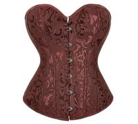 AYAZER Sexy Overbust Corset For Women Vintage Floral Satin Corsets Bustier Lingerie Top Waist Trainer Fashion Party Clubwear Plus Size-2340brown-L