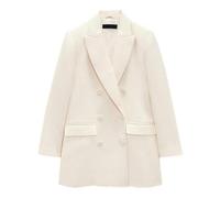 AYAZER Spring new fashionable double-breasted long suit wide-leg high-waisted pants-off-white suit-M