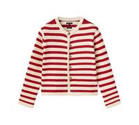 AYAZER Spring New Women's Fitted red and White Striped Knitted Cardigan Jacket-Red-M