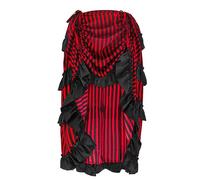 AYAZER Women's Plus Size Victorian Steampunk Gothic Black and White Striped Skirt with Irregular High and Low Ruffle Skirt Retro Midi Skirt-Black-Red Striped-XXL