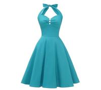 AYAZER Women's Vintage Halter Dress Summer Spring Retro Rockabilly Cocktail Swing Tea Dresses -1-L