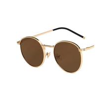 AYBIOSD Round Polarized Sunglasses Classic Retro Metal Large Frame Sunglasses Circular for Women Men UV400 Protection,Brown