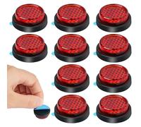 AYBUY 10Pcs Round Motorcycle Reflectors, Stick-on Safety Reflectors, 24mm Mini License Plate Reflector, Red Light Warning Reflector for Motorcycle Bicycle Trailers Gate Posts