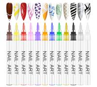 AYBUY 12 Colors 3D Nail Art Pen Set, Nail Graffiti Drawing Pen, Nails Polish Pens, Quick-Drying Nails Varnish Pens, Fine Tip Manicure Tools for 3D Drawing, DIY Manicure