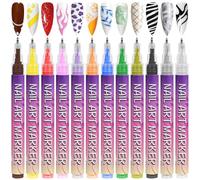 AYBUY 12 Colors 3D Nail Art Pen Set, Nail Graffiti Drawing Pen, Nails Polish Pens, Quick-Drying Nails Varnish Pens, Fine Tip Manicure Tools for 3D Drawing, DIY Manicure, Style A