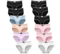 AYBUY 12 Pack Teen Girls Knickers, Soft Underwear Comfy Briefs Underpants Essential Elastic Panties, Plain Knicker for Age 8-18 Girls and Women(XL, Multicolored