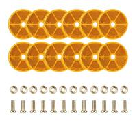 AYBUY 12Pcs Yellow Round Reflectors, Ø60mm, Screw on Driveway Trailer Reflectors for Gate Post Fence Cat’s Eye Caravan Vehicles Roads Mailboxes Tunnels