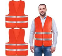 AYBUY 2 Pack Hi Vis Vests,High Visibility Vest,Safety Reflective Jacket Adjustable High-Visibility Gilet for Adult Men Women,Fit Traffic Work,Running,Surveyor and Security Guard,Bright Red
