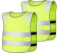 AYBUY 2 Pieces Hi Vis Vests for Kids, High Visibility Reflective Vest with Reflective Strips for Boys Girls, Child Hi Vis Traffic Safety Vest for Outdoor Activities Cosplay