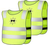 AYBUY 2 Pieces Hi Vis Vests for Kids, High Visibility Reflective Vest with Reflective Strips for Boys Girls, Child Hi Vis Traffic Safety Vest for Outdoor Activities Cosplay, Sun Pattern