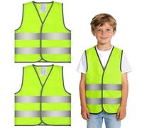AYBUY 2 Pieces Hi Vis Vests for Kids, High Visibility Reflective Vest with Reflective Strips, Reflective Waistcoat for Children Boys & Girls, Hi Vis Jacket for Kids Outdoor, Fluorescent Yellow(XS)