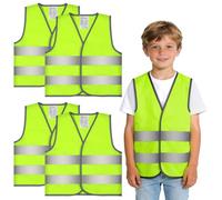 AYBUY 4 Pieces Hi Vis Vests for Kids, High Visibility Reflective Vest with Reflective Strips, Reflective Waistcoat for Children Boys & Girls, Hi Vis Jacket for Kids Outdoor, Fluorescent Yellow(XS)